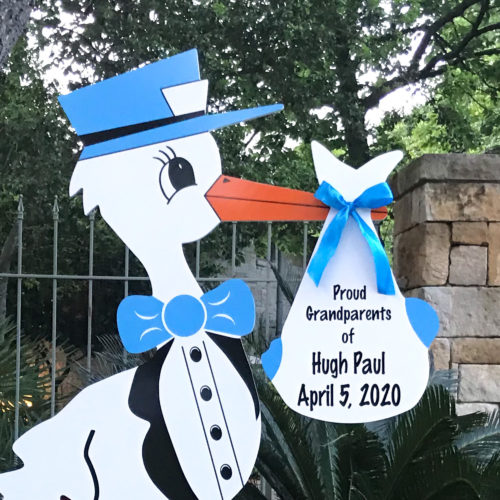 Blue Grandparent Stork Sign with Personalized Bundle, Birth Announcement Yard Stork Sign in Kingsport, Johnson City, Bristol & More